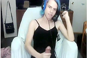 Blue Hair Femboy Cums