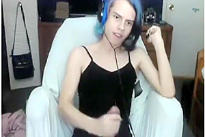 Blue Hair Femboy Cums