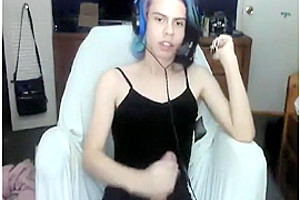 Blue Hair Femboy Cums