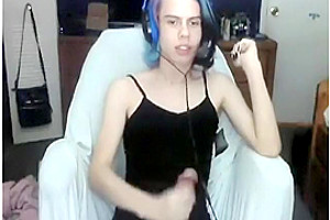 Blue Hair Femboy Cums