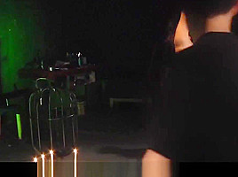 Blue eyes smooth brunette slave black toy anal pluged in bondage restraint