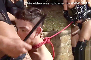 Bondage with three tranny