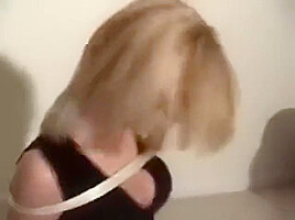 Booted blonde roped and microfoam gagged