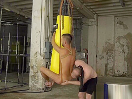 Bound 18yo Dante Lucas whipped by devious barebacker