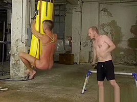 Bound 18yo Dante Lucas whipped by devious barebacker