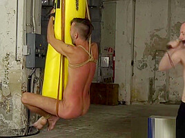 Bound 18yo Dante Lucas whipped by devious barebacker