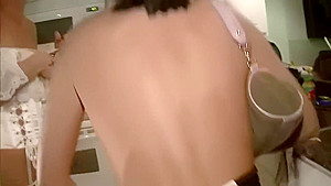 Brunette girl bares all at party - DreamGirls
