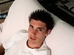 Brunette guy jerking off