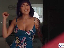 Busty Shemale Foxxy Sucks And Bareback Anal Fucks Repair Man