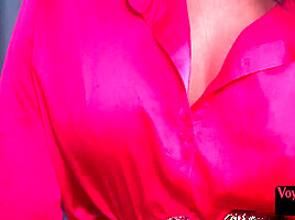 Busty curvy bigass and bigtits MILF teases male jerker