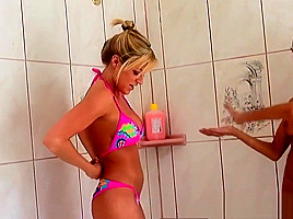 Busty lesbian models eat and toy pussy