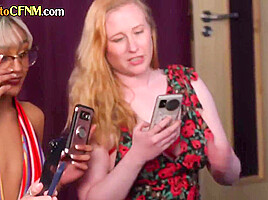 CFNM British female and male voyeurs watch babe fucked