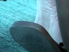Candid Asian MILF nice rough soles in flip flops