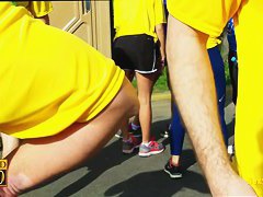 Candid video of well toned sports girls with asses in shorts