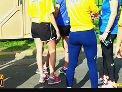 Candid video of well toned sports girls with asses in shorts