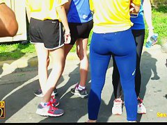 Candid video of well toned sports girls with asses in shorts