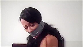 Chairtied in pantyhose
