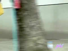 Cheery oriental bitch getting fooled by some sharking bloke in the public