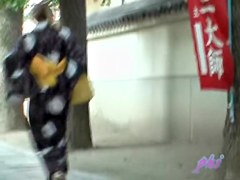 Cheery oriental bitch getting fooled by some sharking bloke in the public