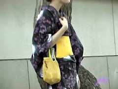 Cheery oriental bitch getting fooled by some sharking bloke in the public