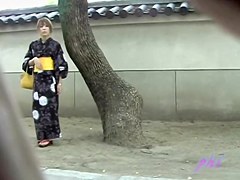 Cheery oriental bitch getting fooled by some sharking bloke in the public