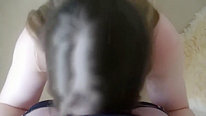 Chubby girl with big tits sucks and fucks on real homemade