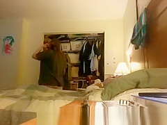 Chubby wife spied in bedroom