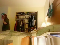 Chubby wife spied in bedroom