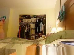Chubby wife spied in bedroom
