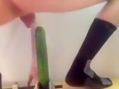 College Twink rams cucumber up ass