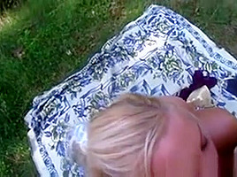 College teens 18+ Facialized In Outdoor Threesome