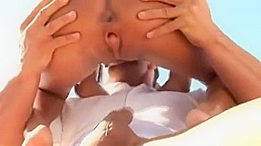Comely asian girl on a hot group sex