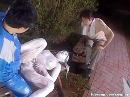 Cosplay Porn: Public Painted Statue Fuck 3