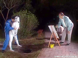 Cosplay Porn: Public Painted Statue Fuck 3
