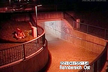 Couple fucking in front of a security camera caught on video
