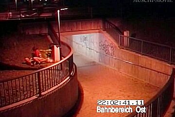 Couple fucking in front of a security camera caught on video