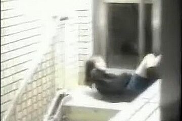 Couple fucks hard on the stairs