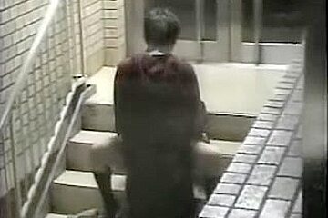 Couple fucks hard on the stairs