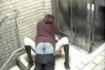 Couple fucks hard on the stairs