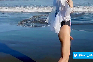 Crossdresser Exhibitionism - Cumshot In The Beach