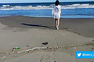 Crossdresser Exhibitionism - Cumshot In The Beach