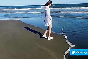 Crossdresser Exhibitionism - Cumshot In The Beach