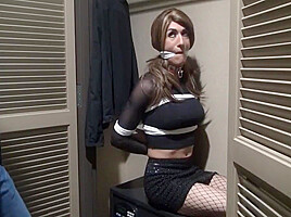 Crossdresser In Microfoam Tape Gagged And