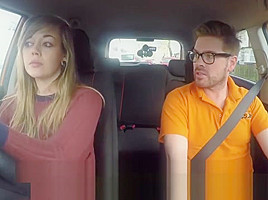 Curvy UK skank Madison Stuart banged at driving school car