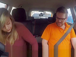 Curvy UK skank Madison Stuart banged at driving school car