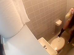 Cute Japanese Peeing Herself in the Bathroom