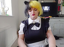 Cute Maid Gives A Messy Blowjob And Swallows