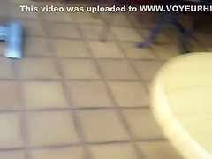 Cute girl's thong is out at a coffee place