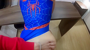 Cute spider-girl gets fucked in pussy away from home SpiderVerse