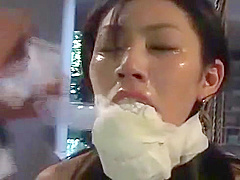 Dirty asian bitch Arimi Mizusaki is all tied up, gagged and whipped until she cries WMV